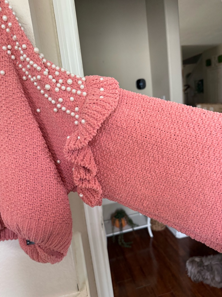 Women's Coral Pearl-Embellished Knit Sweater Shop Stevie Large — image 4 of 8